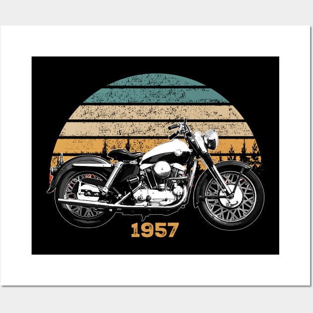 1957 Harley-Davidson Sportster Vintage Motorcycle Design Wall Art by Madisen Harvey